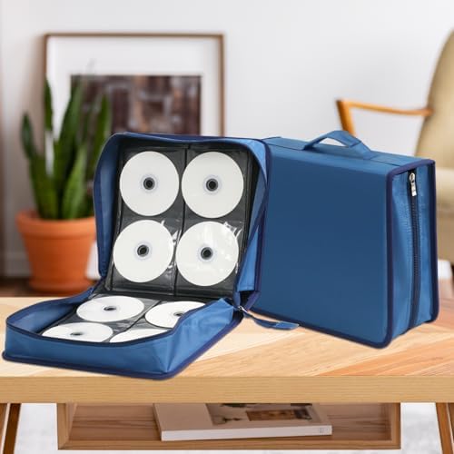 DVD Case CD Storage,256 Capacity CD Cases Holder DVD Storage Case Holders CD DVD Disc Case Storage Wallet Binder for Car Home Office Travel (256 Blue) - Image 6