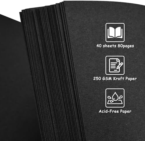 10x10 Inch Black DIY Scrapbook Album,Hardcover Memory Book,80 Pages (40 Sheets) Kraft Photo Album for 4x6 / 5x7 Pictures, Perfect for Wedding, Family, Anniversary, Christmas & Travel Memories - Image 5