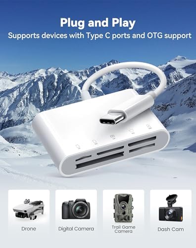 USB C SD Card Reader for iPhone 15 iPad Mac, xdgeLoad TypeC Memory Card Adapter with 5 Slots Supports SD MicroSD CF Compact Flash XD MS Memory Stick, Trail Camera Viewer Plug&Play - Image 6