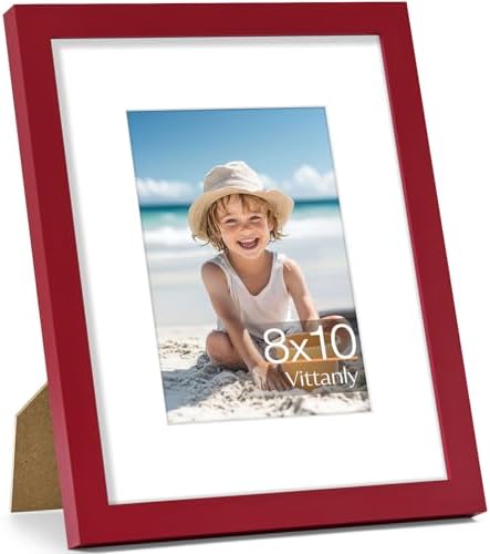 Vittanly 8x10 Picture Frame Made of Solid Wood for Wall or Tabletop, Red by Vittanly