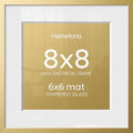 Homeforia 8x8 Gold Picture Frame, High-End Metal, 6x6 Mat, Glass by Homeforia