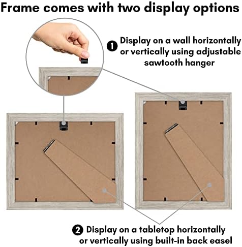 Americanflat 8x10 Picture Frame with Shatter-Resistant Glass - Use as 5x7 Frame with Mat or Display 8x10 Photo Without Mat - Signature Collection - Picture Frames for Tabletop and Wall - Driftwood - Image 6