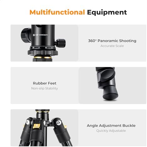 K&F CONCEPT 72" Aluminum Tripod for Camera - Image 4