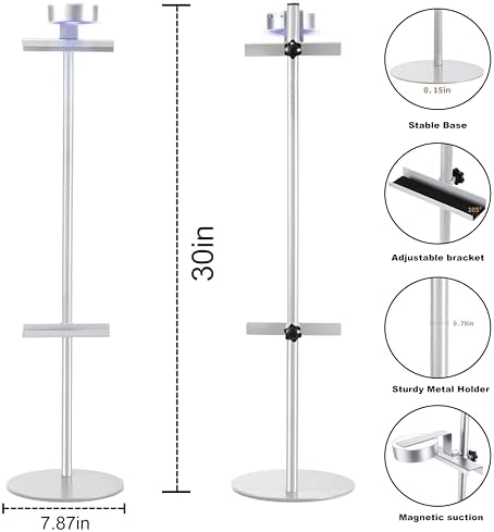Adjustable Desktop Photo Frame Stand with Magnetic Wall Painting Light, Holds Picture Frames up to 30 Inch,with Rechargeable Battery,Metal Vertical Stand with 3 Color Temperature & 13RGB Poster Lights, for Displaying Picture Frames, Artworks (1, Silver... - Image 4