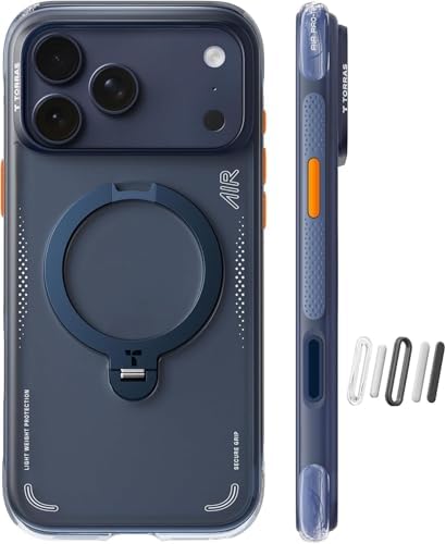TORRAS Ostand Q3 Air for iPhone 17 Pro Max Case with 360 Magnetic Stand, Fit for MagSafe, Mil-Grade Drop Tested, Camera Control Button, Shockproof Phone Case for iPhone 17 Pro Max 6.9", Midnight Blue by Unknown