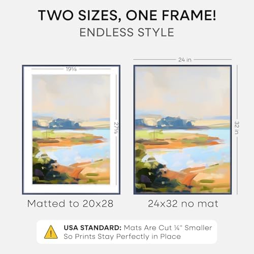 Homeforia 24x32 Blue Poster Frame, High-End Metal, 20x28 Mat, Glass - Image 2