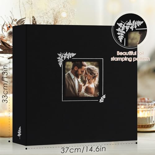 Lanpn 2 Packs Scrapbook Photo Album 12x12, Linen Window Design Cover Top Load 3 Ring Folder Binder Photo Book Photobook 12 x 12 inch with 30 Plastic Sleeves 60 Pages (Black) - Image 2