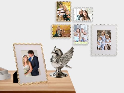 Silver 5x7'' Wave Design Photo Frame,High-End Heavy Duty Metal Picture Frames 7x5'' with Velvet Back,Fashionable Style Silver Frames 5x7'' for DeskTop or Wall Decor - Image 3