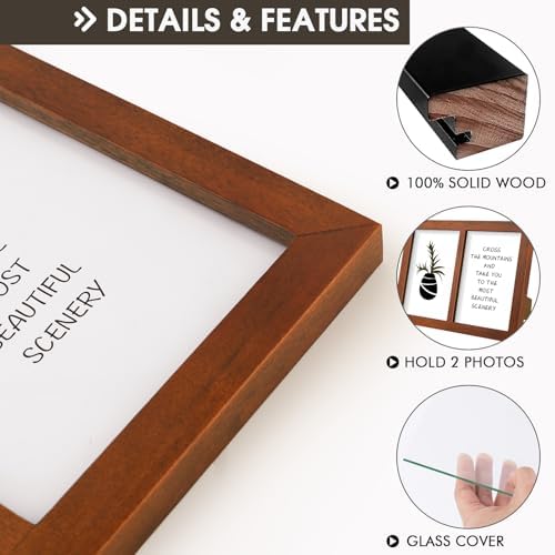 Golden State Art, 5x7 Double Picture Frame, Displays Two 5x7 Photos (Brown) - Image 3