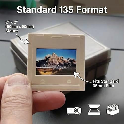 35mm Slide Mounts (100 Pack) – Reusable Plastic Snap-in Frames for 135 Film – Glassless Archival Design Prevents Newton Rings – Includes Hard-Shell Storage Box - Image 3