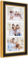 Suede 8x16 Picture Frame Display 3 Opening 5x7 Picture Frames Collage Wall Decor with Mat,Multi Photo Frame for Plexiglass,Wall Decor,1Pack,Black by AnoziebyProductsunder