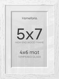 Homeforia 5x7 White Oak Picture Frame, High-End Wood, 4x6 Mat, Glass by Homeforia