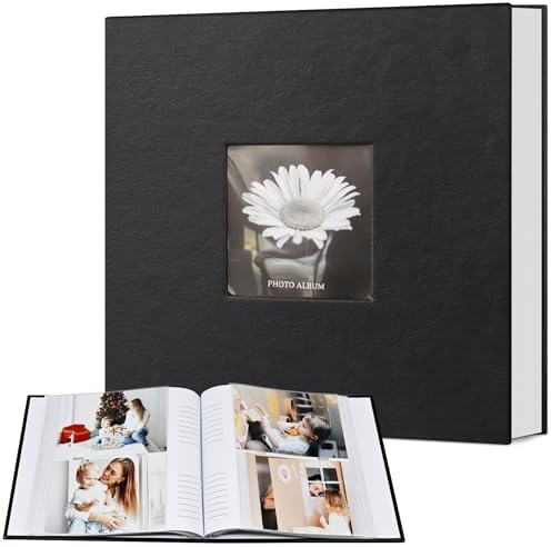 Popotop Photo Album 4x6 200 Photos with Writing Space, Leather Cover Album with Display Picture Window, Photo Book for Wedding Family Baby Gift by Popotop