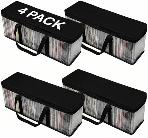 Evelots CD Storage Bags, 4 Pack, Holds 200 CDs with Handles by Evelots