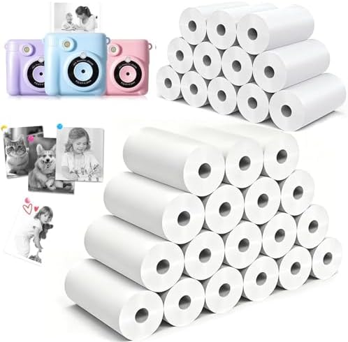 30 Rolls Kids Camera Paper Roll Refill Compatible with Most Instant Print Cameras for Kids BPA Free （2.24"x0.98" ） by Unknown