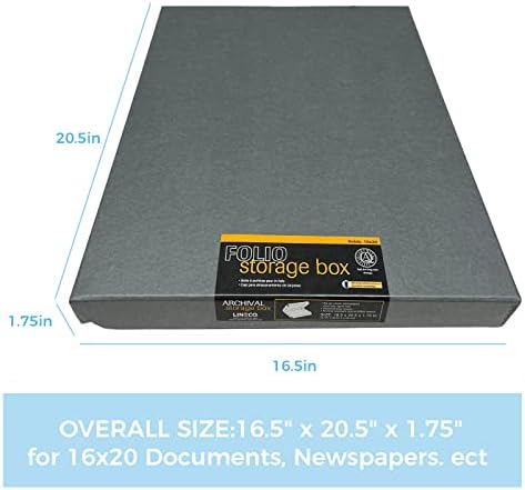 Lineco Clamshell Archival Storage Box, 16.5x20.5x1.75 Inch, Gray, Pack of 2 - Image 2