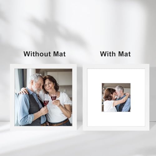 8x8 Picture Frame Set of 6, Display Pictures 4x4 with Mat or 8x8 Without Mat, Tabletop Display and Wall Hanging Photo Frame, Collage Wall Decor Gallery Wall Frame Set,White - Image 2