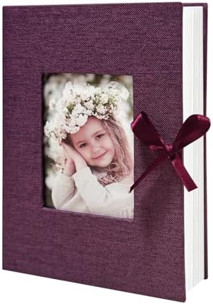 Photo Album 4x6 100 Pockets, Slip-in Picture Albums, Linen Cover Top Loader Vertical Pockets Albums for Baby, Kids Boy Girls, Wedding, Family, Anniversary, Purple by HenPisen