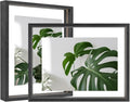 Egofine 8.5x11 Floating Frames Set of 2, Double Plexiglass Picture Frame, Made of Solid Wood Display Any Size Photo up to 8.5x11, Wall Mount or Tabletop Standing, Faded Black by Egofine