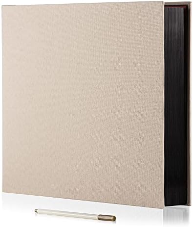 Large Photo Album Self Adhesive for 4x6 8x10 Magnetic Scrapbook Album DIY 60 Black Sticky Pages Linen Cover Photo Album(Beige) by HoneyTolly