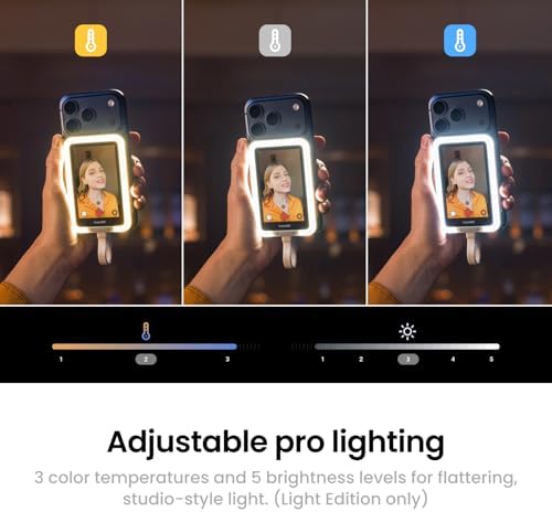 Insta360 Snap Selfie Screen with Light - 4K Magnetic Selfie Monitor Screen for Selfie, Vlogging, Compaitble with iphone 15/16/17 Pro, Adjustable Lighting, Touchscreen Control, Wired Instant Connection - Image 5