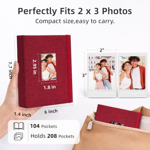 Vienrose Mini Polaroid Photo Album 208 Photos 2x3 Inch Red 1 PACK - Image 6
