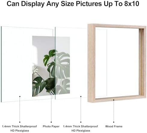 Egofine 8x10 Floating Frames Set of 2, Double Plexiglass Picture Frame, Made of Solid Wood Display Any Size Photo up to 8x10, Wall Mount or Tabletop Standing, Rose Pink - Image 4