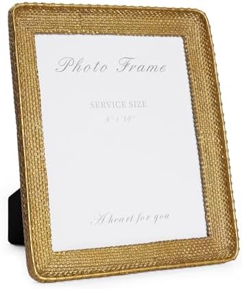 Cuspin 8x10 Picture Frame Gold, Vintage Rattan Textured Resin Photo Frame by Cuspin