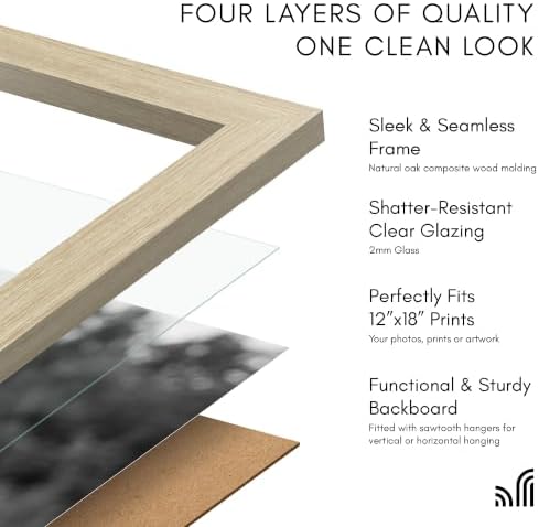 Americanflat 12x18 Picture Frame - Engineered Wood - Natural Oak - Image 5