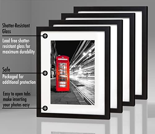 Americanflat 11x14 Picture Frame 4-Pack - Matted to 8x10 - Black - Image 3