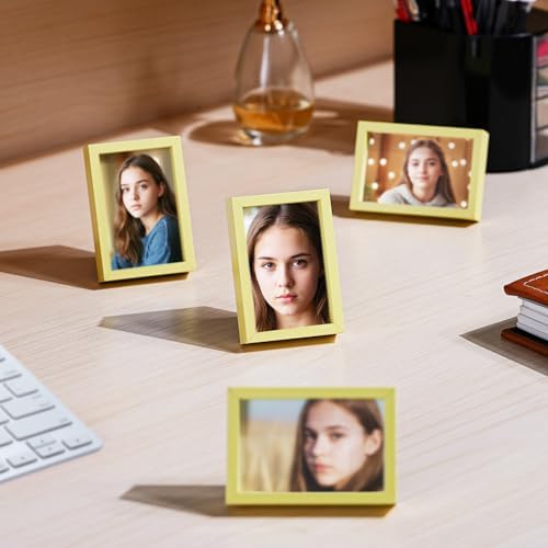 Small Picture Frame 2x3 6 Pack, Magnetic Photo Frames for Fridge and Tabletop Desk Decor, Cute Wallet Size Colored Picture Frames for School Locker, Family Baby Photo, Yellow - Image 6