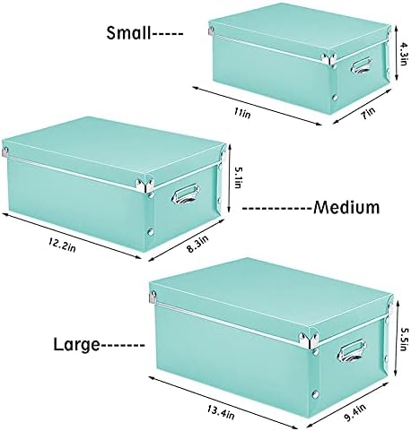XUCHUN 3 Pack/Set Plastic Storage Box with Lid,Waterproof Collapsible Storage Bins for Shoes/Clothes/Office Teal Color - Image 3