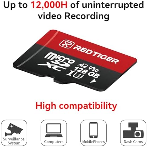 REDTIGER High Speed 128GB Micro SD Card with Adapter, microSDXC UHS-I Class 10, U3, V30 A2, Support for Dash Cam and 4K Video Recording, Compatible with F7NP-V07&F9&F7NT-V04&F17&VP20&A4&F17PLUS - Image 5