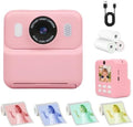 Kids Instant Print Camera,32GB Card, Dual Lens 1080P HD Video Camera for Boys Girls, Thermal Print Toy Camera, 16X Zoom, 2.4" IPS Screen, Puzzle Games, Christmas Birthday Gift for Kids 3-12 (Pink) by PortableHDDigitalCameras