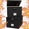 2 Pack Fireproof Document Box File Organizer - Portable Waterproof Fire Safe Locking Filing Storage Box with Handle for Hanging Letter Size Folder Important Document by ROSONG