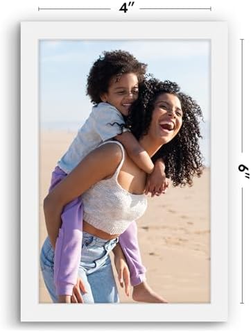 Americanflat 4x6 Picture Frame with Shatter-Resistant Glass - Streamline Collection - Thin Border Photo Frame for Tabletop and Wall Display - Hanging Hardware and Easel Stand Included - White - Image 2