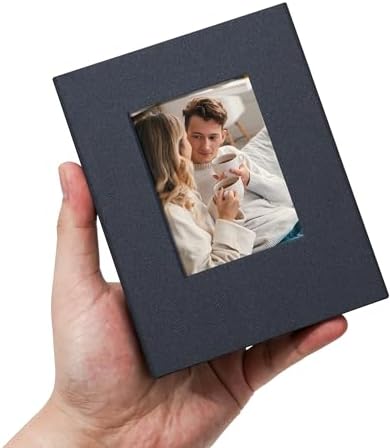 Small 4x6 Photo Album 100 Pockets Linen Cover Gray Blue by Remowith