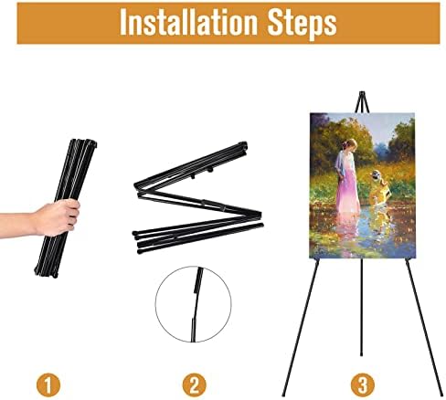 Easel Stand for Display, Aredy 63" Portable Painting Easel, Lightweight Metal Easels for Painting Canvas, Wedding Sign (4 Pack) - Image 6