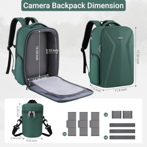 MOSISO Camera Backpack,Photography Camera Bag with Lens Pouch,Emerald Green - Image 2