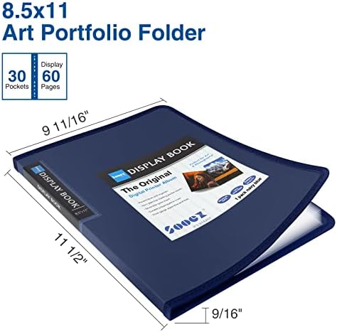 Sooez 30-Pocket Binder with Plastic Sleeves 8.5x11,Heavy Duty Art Portfolio - Image 2