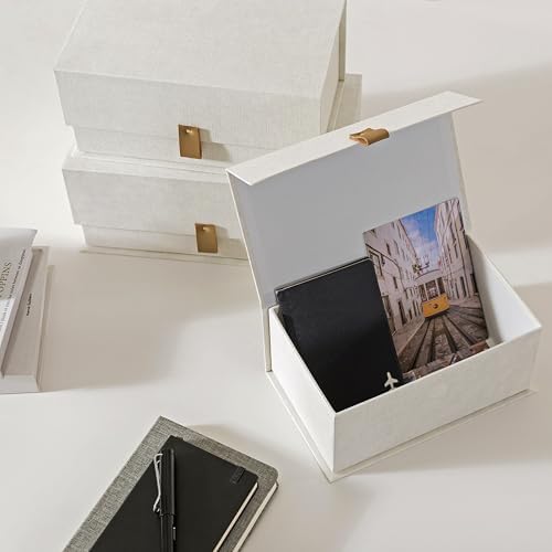 Soul & Lane - Decorative Photo Storage Boxes with Lids, Set of 3, Ivory - Image 5