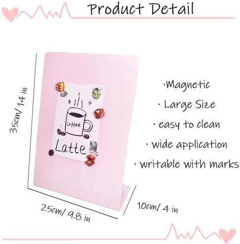 2 Pack Metal Pink Magnet Display Board, 14" × 10" Anti-Slip Magnetic Bulletin Board Tabletop Memo Craft Photo Display Stand Small Business Supplies for Home Office Vendor Booth Events Store - Image 2