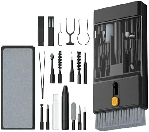 22 in 1 Precision Cleaning Kit – Professional Electronic Device Cleaning Tools for Phone, airPods Headset, Keyboards, Cameras, Laptop & More (Black) by Unknown