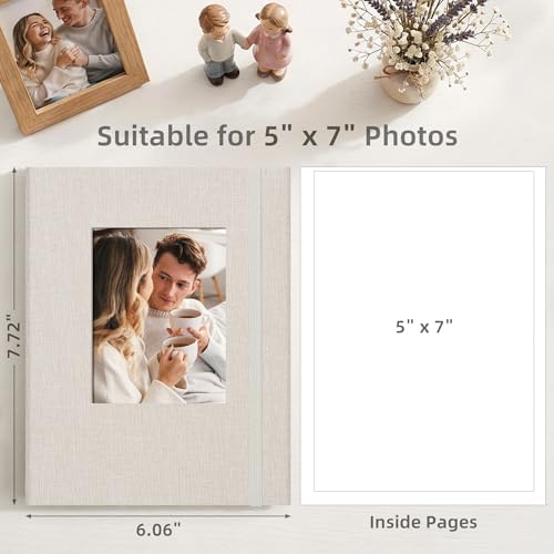5x7 Photo Album Holds 52 Photos with Front Window Beige - Image 2