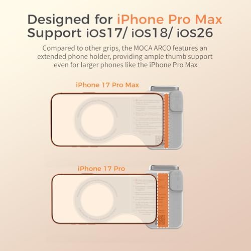COMITOK Phone Camera Grip MOCA ARCO for Video Recording with Thumb Rest Area Design for iPhone Pro Max, with Enhanced Phone Mount & Detachable Remote for Easy Shooting, Video Call, Support iOS17/18/26 - Image 3