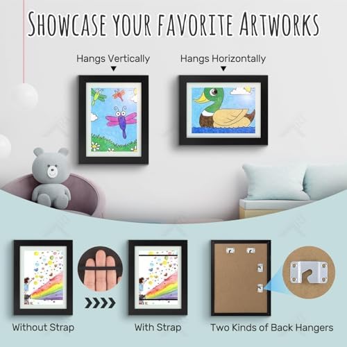 2 Pack 9x12 Front-Opening Kids Artwork Frames Changeable (Black) - Image 2