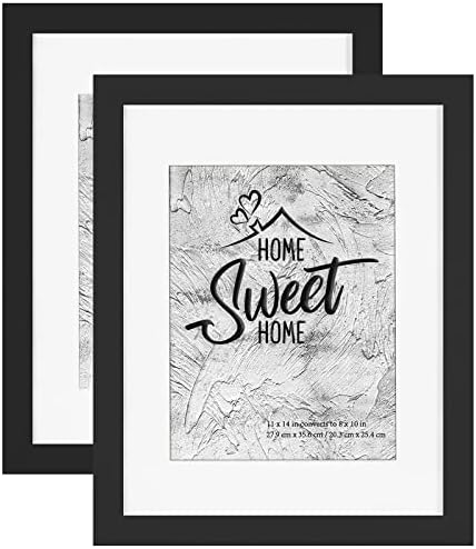 Califortree Black 11x14 Picture Frame - Display Photos 8x10 with Mat or 11x14 Without Mat - HD Glass Inside, Set of 2 by Califortree