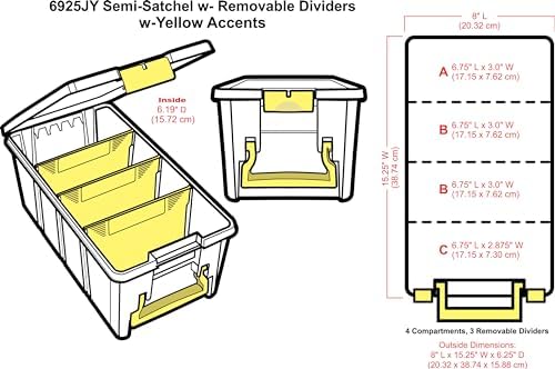 ArtBin Semi Satchel Craft Organizer with 3 Dividers, Yellow Accents - Image 7