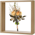 M METERXITY 1-Pack Dried Flower Frame, 8 x 8 Inch Double Acrylic Wooden Dried Flower Photo Floating Frame for Tabletop/DIY/Handicrafts [Wood Color] by MMETERXITY
