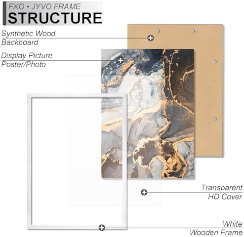 Fxojyvo 14x18 Picture Frame Set of 3 White Engineered Wood Wall Hanging - Image 3